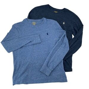 Polo Ralph Lauren Mens Medium Bundle of 2 Custom Slim Fit Long Sleeve T-Shirts